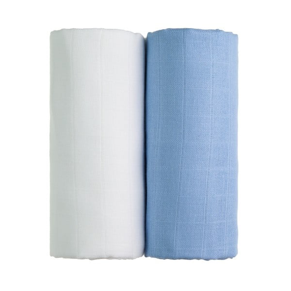Komplet 2 bombažnih brisač v beli in modri barvi T-TOMI Tetra, 90 x 100 cm