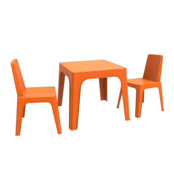 Oranžni otroški vrtni set 1 miza in 2 stola Resol Julieta