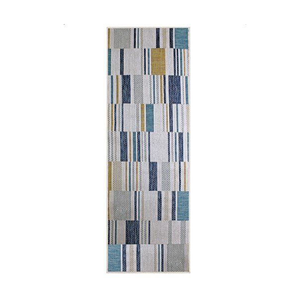 Rumeno-modra notranja in zunanja preproga 80x230 cm Rosco Geo – Flair Rugs