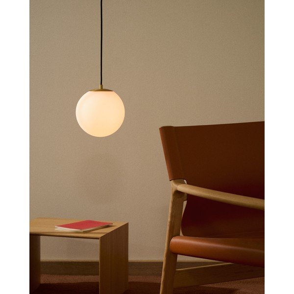 Bela/v zlati barvi viseča svetilka s steklenim senčilom ø 10 cm Brisia – Kave Home-image-1