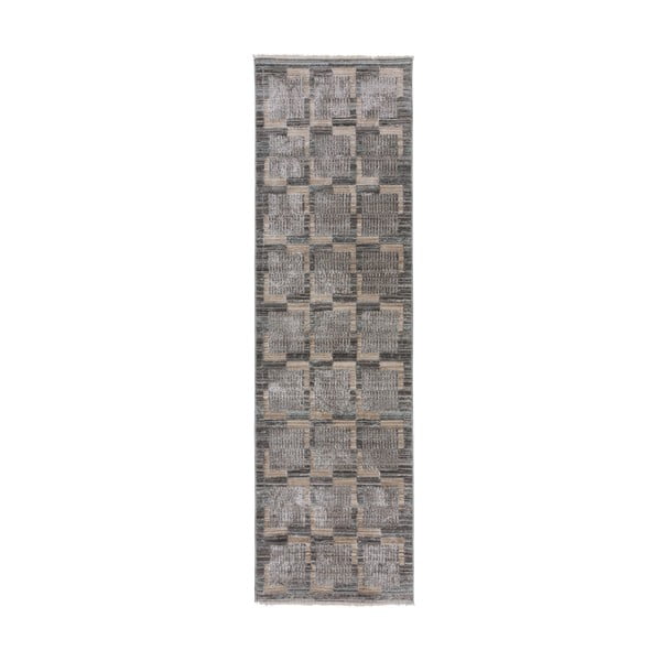 Siv/bež tekač 66x240 cm Evelyn Blocks – Flair Rugs