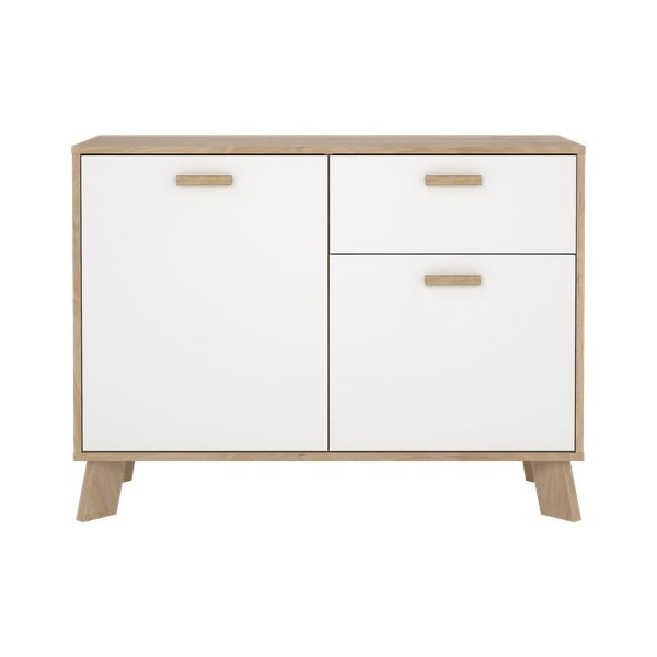 Bela komoda v hrastovem dekorju 99x73x39 cm Ikast – Tvilum