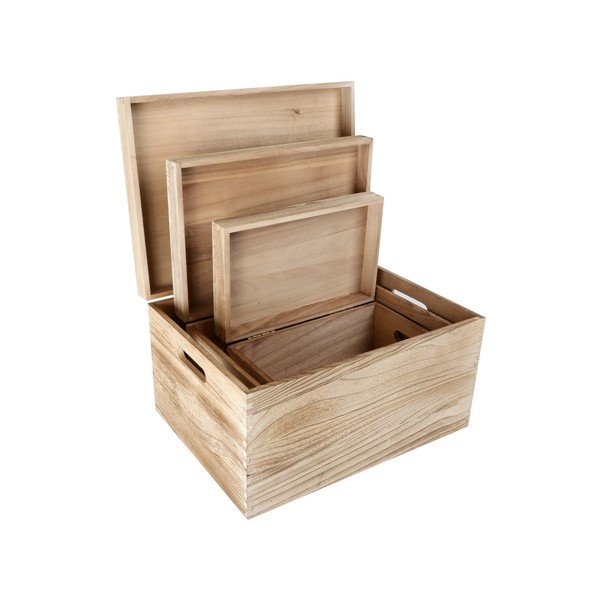 Komplet 3 lesenih skrinj Legler Trunk-image-1