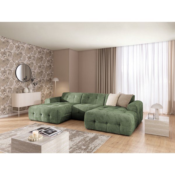 Zelena kotna sedežna garnitura (v obliki črke "U"/z ležalnikom) Melva – Ropez-image-3