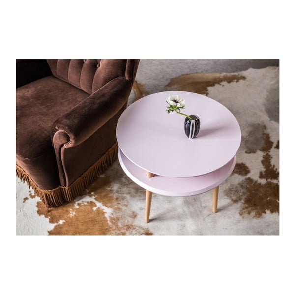 Svetlo siva kavna mizica z naravnimi nogami Ragaba UFO, Ø 70 cm-image-3