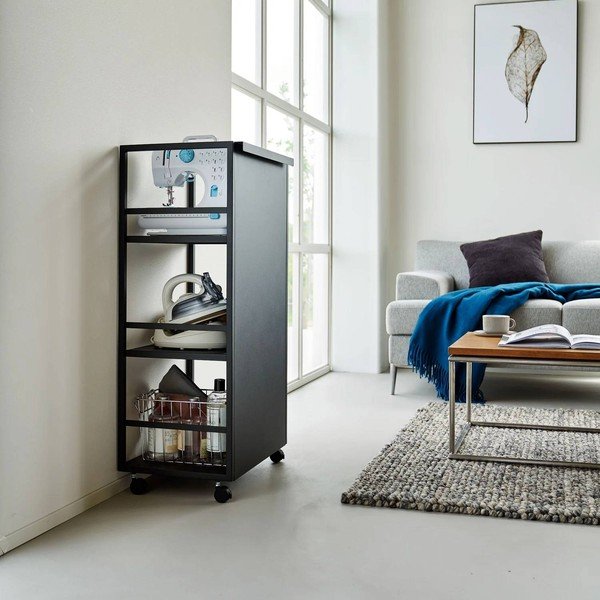 Črn kovinski regal na koleščkih 42x84,5x32 cm Tower – YAMAZAKI-image-4