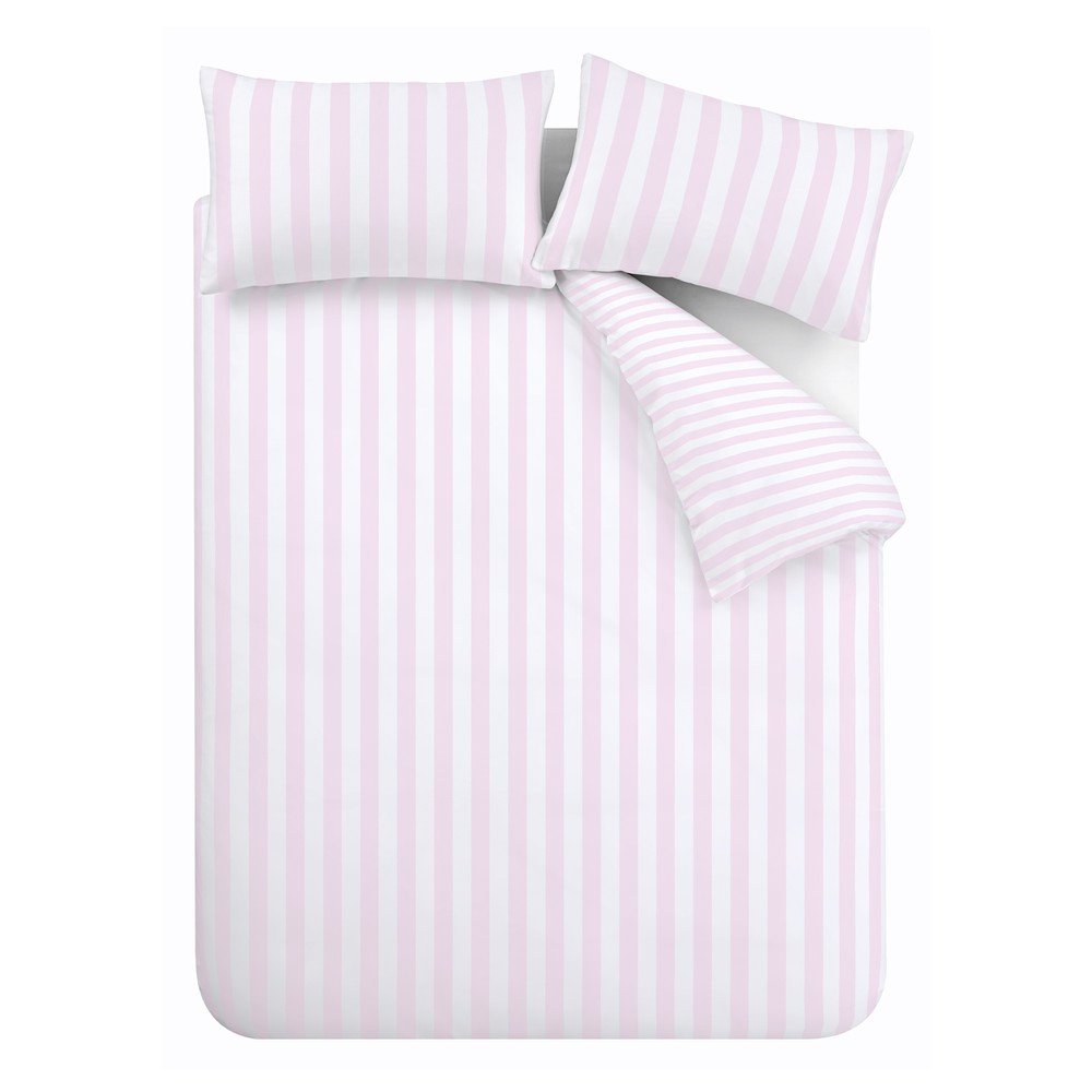 Bela/rožnata enojna posteljnina Stripe Tease