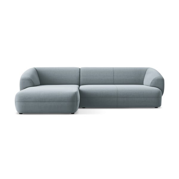 Svetlo modra žametna kotna sedežna garnitura (levi kot) Moana – Makamii