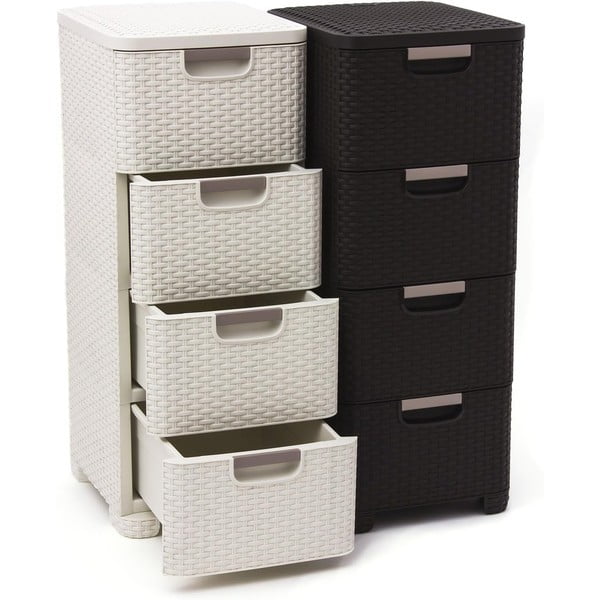 Temno rjava plastična visoka kopalniška omarica 33x79 cm Rattan – Curver-image-2