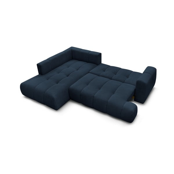 Temno modra raztegljiva/s prostorom za shranjevanje kotna sedežna garnitura (levi kot/v obliki črke L) Fuji – Bobochic Paris-image-4