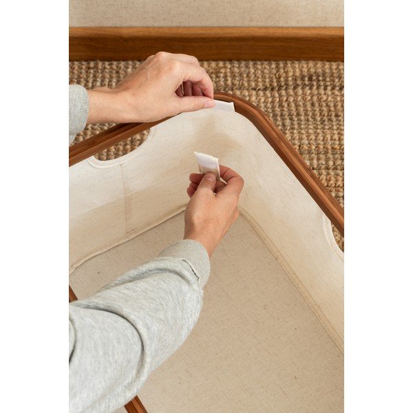 Kremno bel tekstilni zložljiv koš za perilo Bamboo/Linen – Bigso-image-4