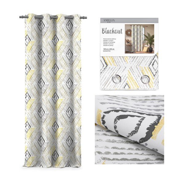 Zavesa AmeliaHome Geometric Grey, 140 x 245 cm-image-1
