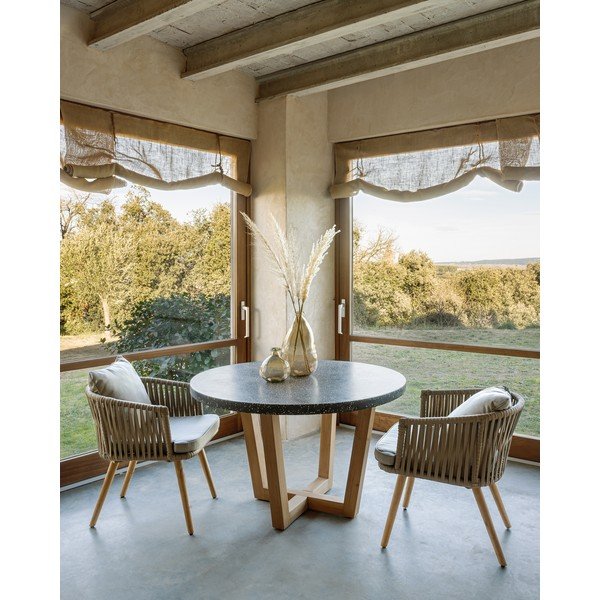 Temno siva vrtna miza s kamnito ploščo Kave Home Shanelle, ø 120 cm-image-4