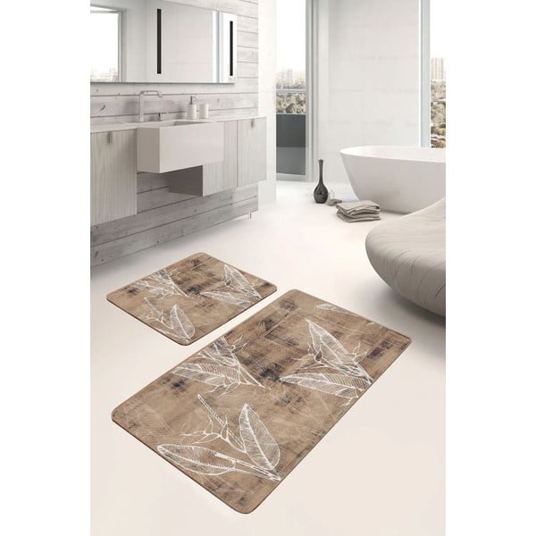 Rjave žametne kopalniške preproge v kompletu 2 ks 60x100 cm – Mila Home-image-1