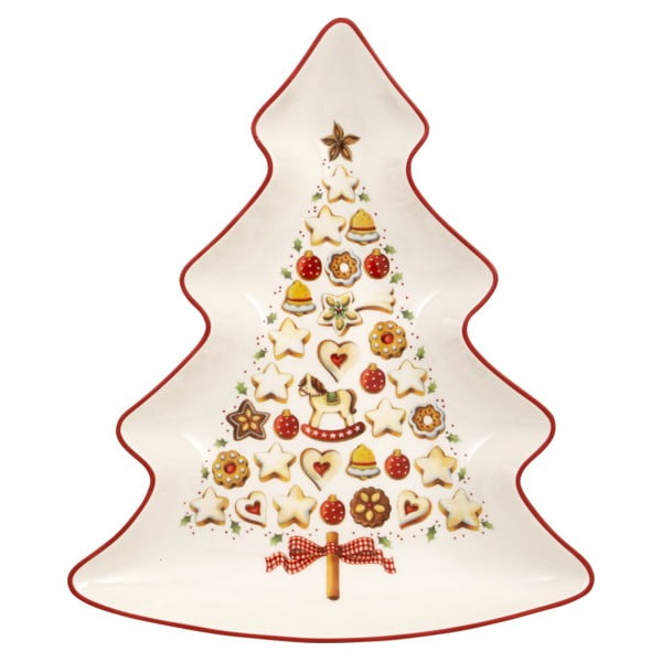 Rdeče-bela servirna skleda iz porcelana v obliki božične jelke Villeroy&Boch Tree