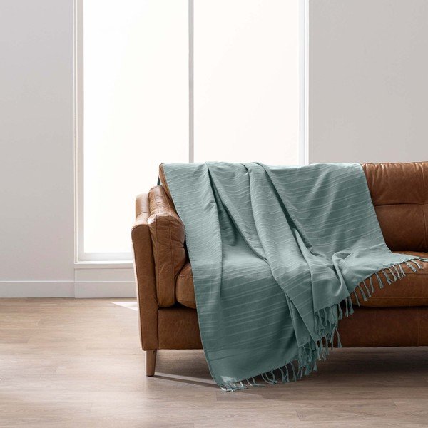 Zeleno bombažno pregrinjalo 125x150 cm Lilia – douceur d'intérieur-image-3