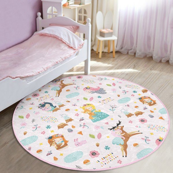 Svetlo rožnata otroška preproga ø 100 cm Comfort – Mila Home-image-1