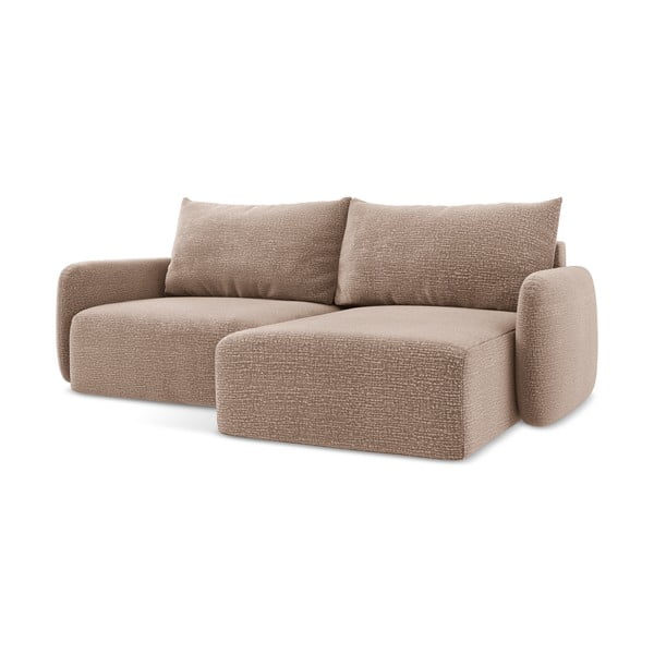 Svetlo rjava raztegljiva/s prostorom za shranjevanje kotna sedežna garnitura (desni kot) Kalena – Makamii-image-1