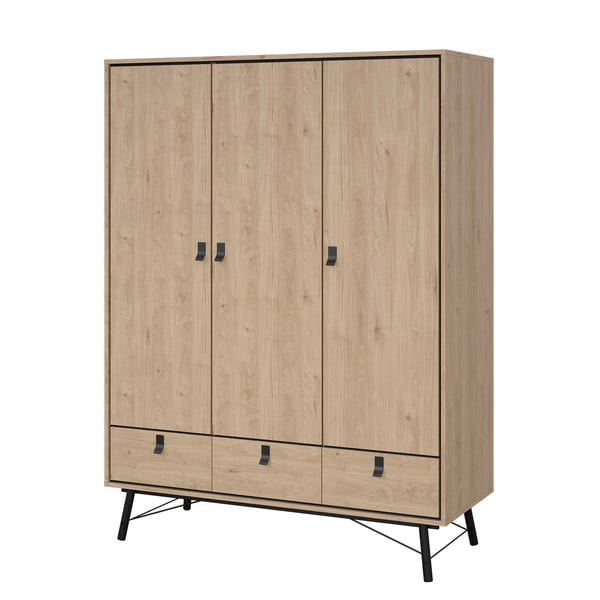 Garderobna omara v hrastovem dekorju v naravni barvi 150x200 cm Ry – Tvilum-image-3