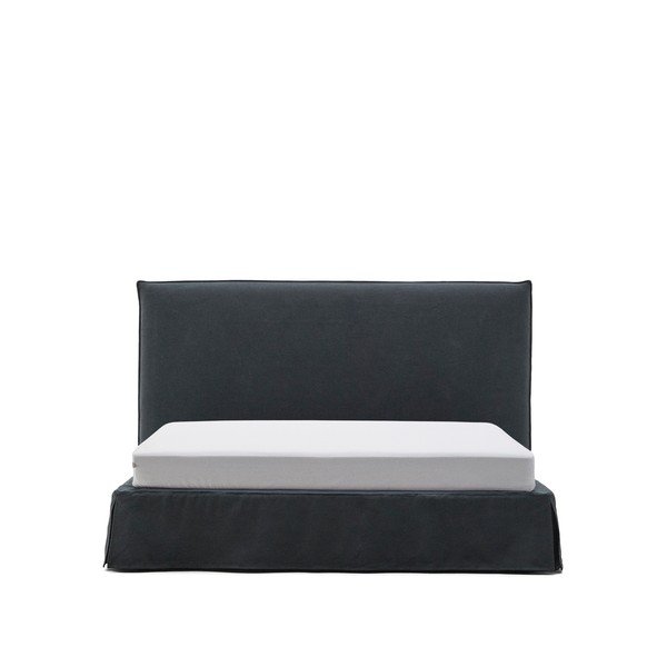 Antracitno siva oblazinjena zakonska postelja 180x200 cm Jaira – Kave Home-image-4