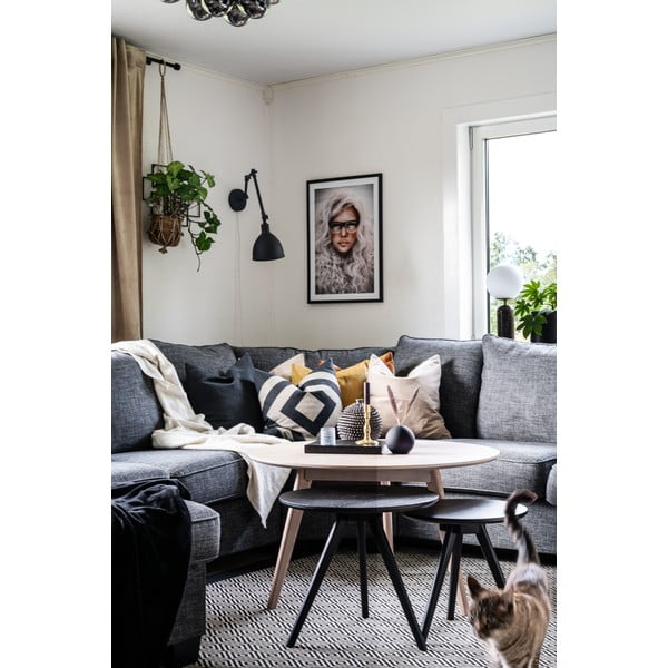 Okrogla mizica v hrastovem dekorju  90x90 cm Yumi - Rowico-image-3