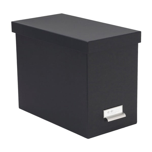 Temno siva škatla za shranjevanje z oznako z imenom Bigso, 35 x 27 cm