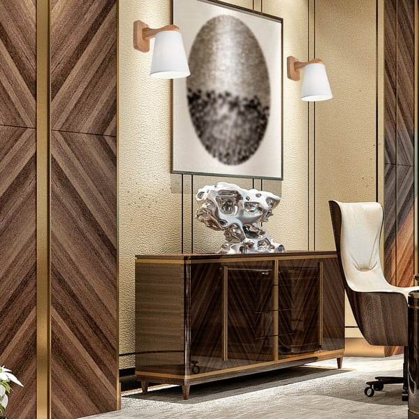 Bela/rjava stenska svetilka ø 16 cm Andreas – LAMKUR-image-3