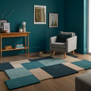 Modra/bež volnena preproga 120x180 cm Abstract Collage – Flair Rugs