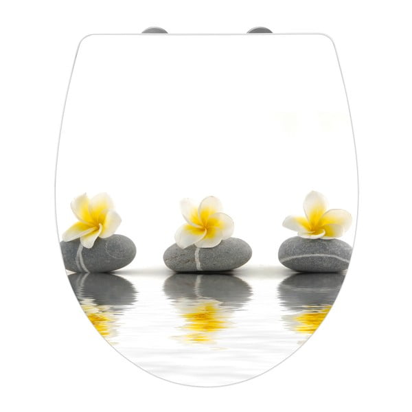 WC deska z enostavnim zapiranjem Wenko Stone with Flowers , 45 x 38,8 cm