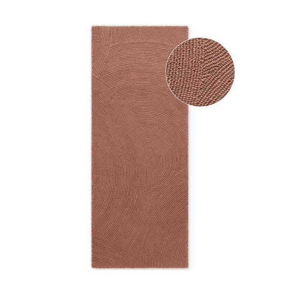 Ročno tkan volnen tekač v barvi terakote 80x200 cm Calmio – Hanse Home