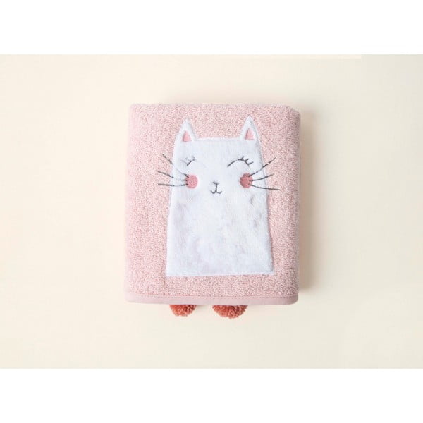 Roza bombažna otroška brisača 75x50 cm Kitty - Foutastic