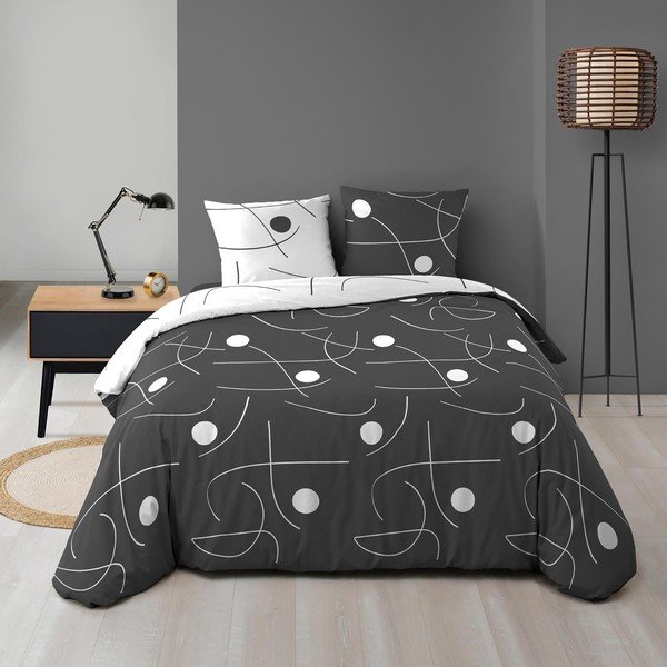 Bela/temno siva 3-delna posteljnina za zakonsko posteljo/podaljšana iz mikrovlaken 240x220 cm Sonate – douceur d'intérieur-image-2