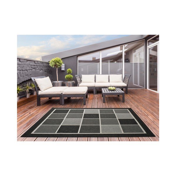 Črno-siva zunanja preproga Universal Nicol Squares, 120 x 170 cm-image-2