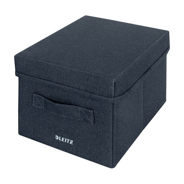 Temno sive tekstilne škatle za shranjevanje v kompletu 2 ks s pokrovom 19x28.5x16 cm – Leitz