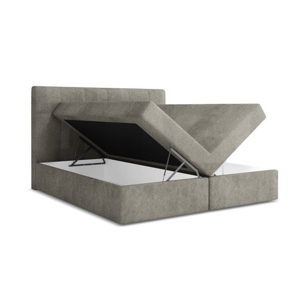 Siva boxspring postelja s prostorom za shranjevanje 180x200 cm Palta – Makamii-image-1