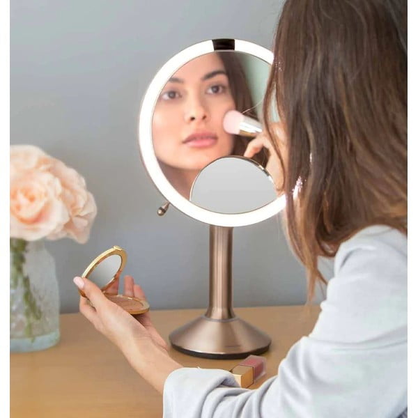 Kozmetično ogledalo z lučjo/povečevalno (5x) ø 20 cm Sensor Trio – simplehuman-image-1