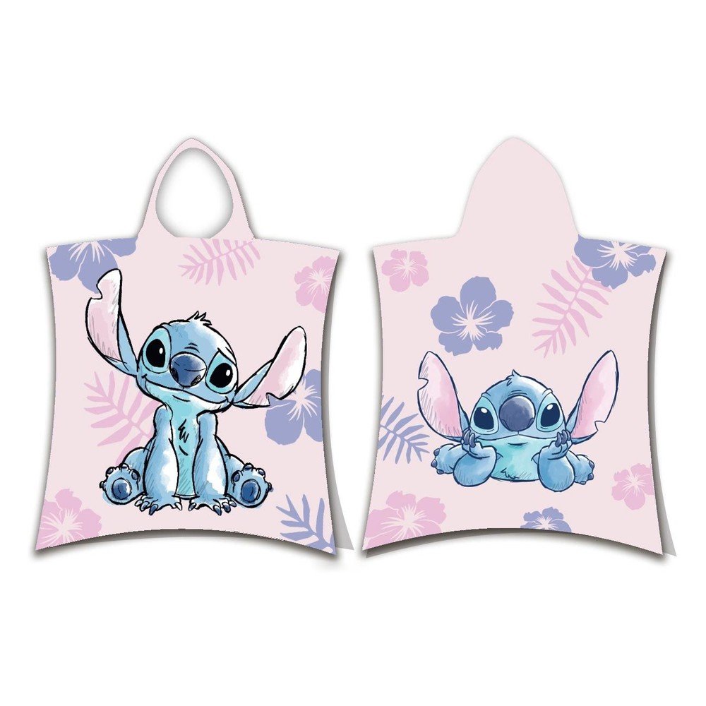 Svetlo rožnat bombažen otroški pončo Lilo and Stitch