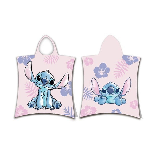 Svetlo rožnat bombažen otroški pončo Lilo and Stitch – Jerry Fabrics