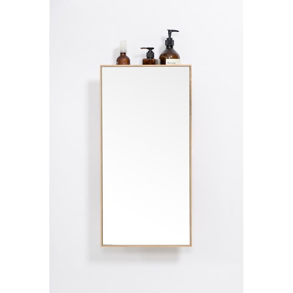 Polica z ogledalom iz hrastovega lesa v naravni barvi 31x61,5 cm Slimline - Wireworks-image-3