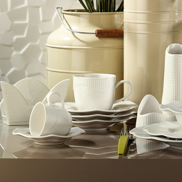 Komplet 6 porcelanskih skodelic in krožnikov Kutahya Anna, 50 ml-image-1