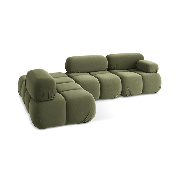 Svetlo zelena žametna kotna sedežna garnitura (levi kot) Lokua – Makamii-image-4