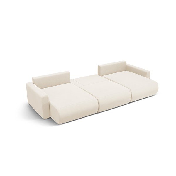 Bež žametna raztegljiva kotna sedežna garnitura s prostorom za shranjevanje (v obliki črke "U") Belfast – Cosmopolitan Design-image-3