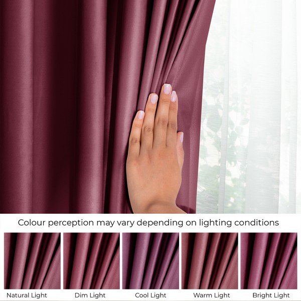 Bordo rdeča/rožnata žametna zavesa za delno zatemnitev 140x270 cm Eyelets – Restilo-image-4