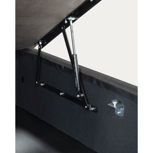 Črna oblazinjena postelja s prostorom za shranjevanje 90x190 cm Matters – Kave Home-image-4