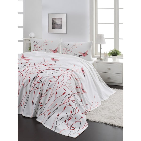 Komplet posteljnega pregrinjala in prevleke za vzglavnik EnLora Home Fidella Pink, 160 x 235 cm