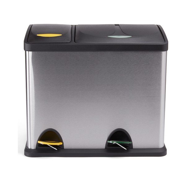 Jeklen koš za smeti za ločevanje odpadkov v mat srebrni barvi s pedalom 18+8 l Tri Selectif – MSV-image-3