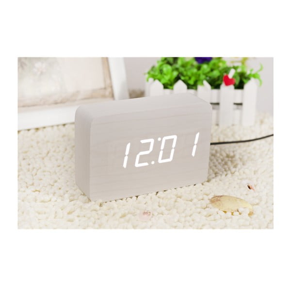 Bela budilka z belim LED zaslonom Gingko Brick Click Clock-image-3