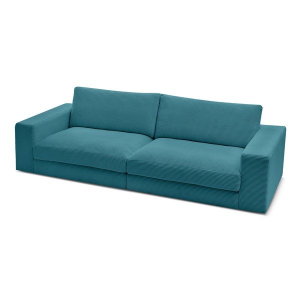 Modra sedežna garnitura iz rebrastega žameta 274 cm Leonard – Bobochic Paris-image-4