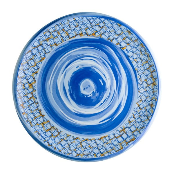 Modri porcelanski krožnik Brandani Caos