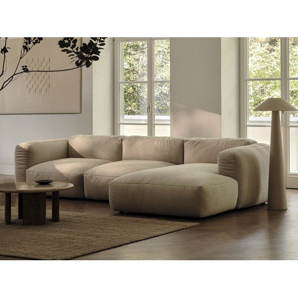 Bež kotna sedežna garnitura (levi kot/v obliki črke "U") Martina – Micadoni Home-image-1